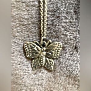 Antique silver vintage butterfly necklace 18 inches